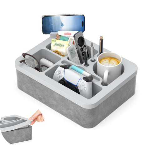 CLESOO couch cup holder tray with drink slots keeps drinks stable on the sofa