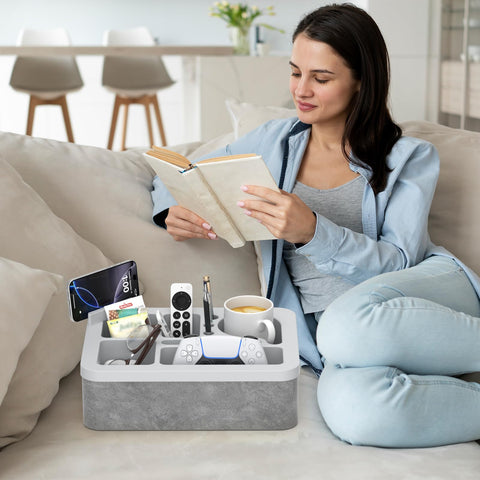 CLESOO versatile couch cup holder pillow for sofa, bed, or travel