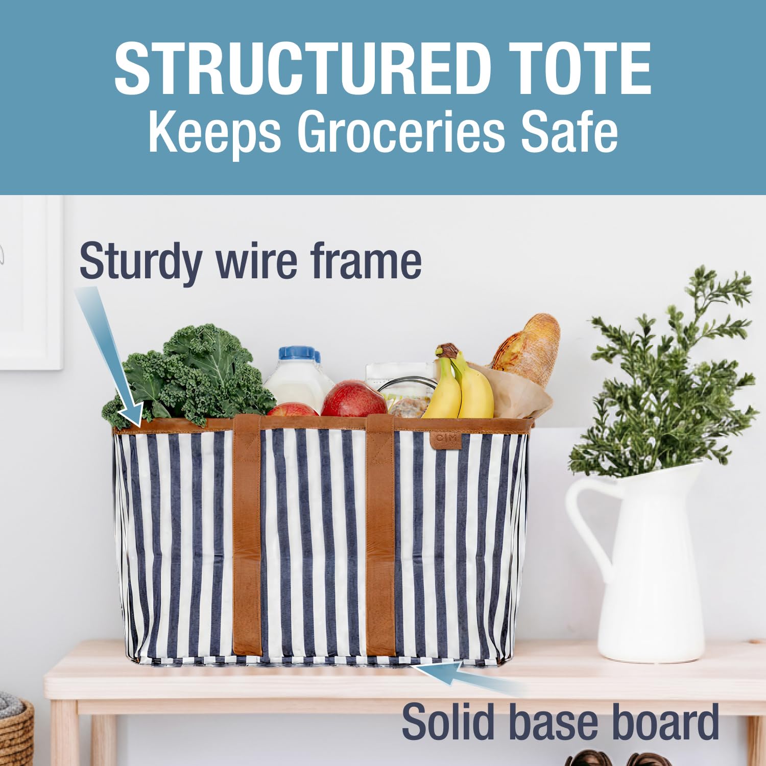 CleverMade Collapsible Luxe Tote folded for compact storage after shopping