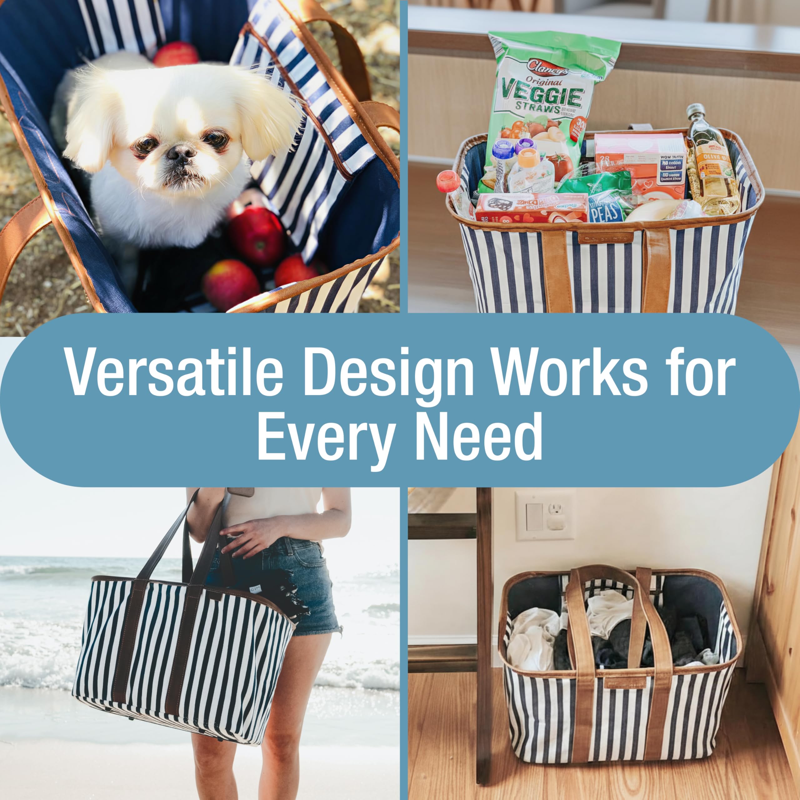 CleverMade Collapsible Luxe Tote showing comfortable forearm carry