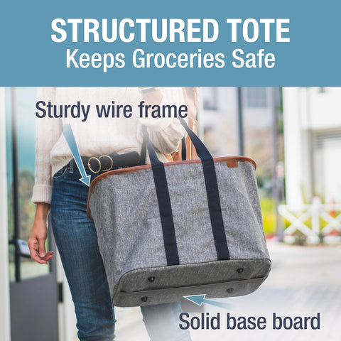 CleverMade Luxe Tote with extended handles for hands-free shopping