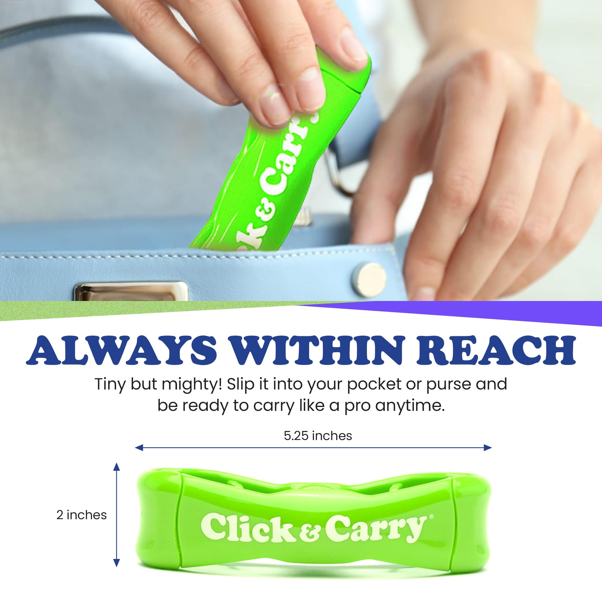 Bag clip system from Click & Carry securing multiple bags