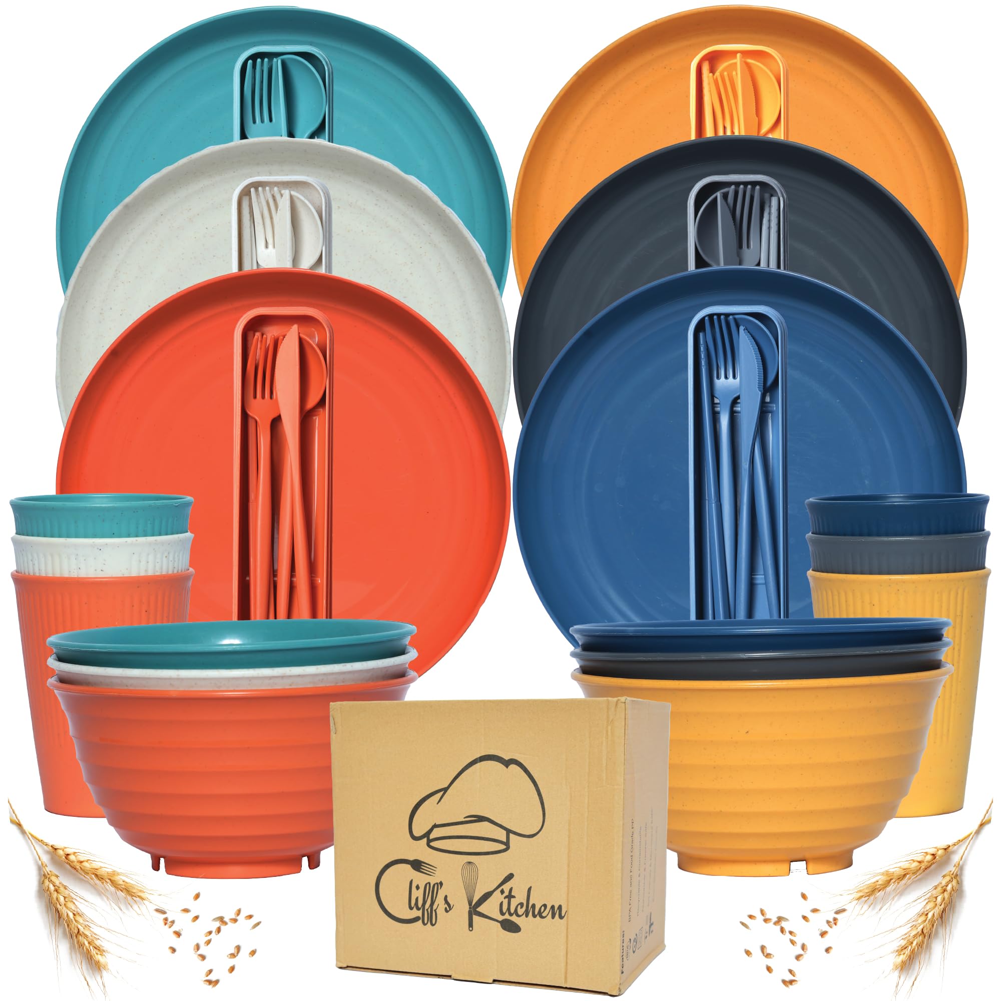 CLIFF'S KITCHEN wheat straw dinnerware large plates ideal for hearty family meals