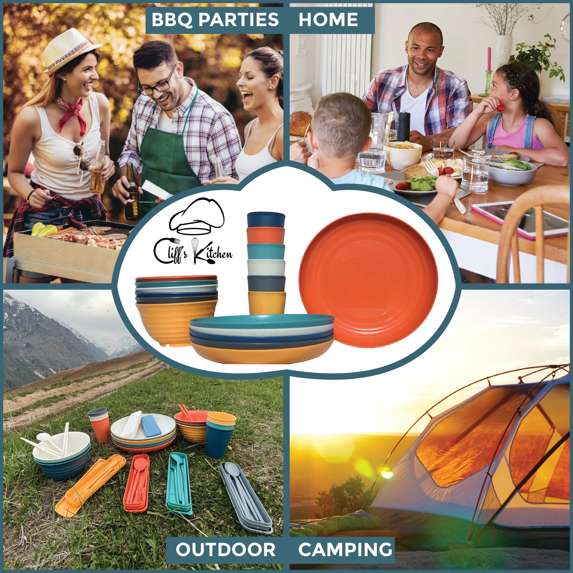 CLIFF'S KITCHEN wheat straw set ideal for RV camping dining