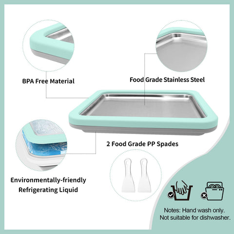 Climafusion mint-green pan in use for rolling ice cream