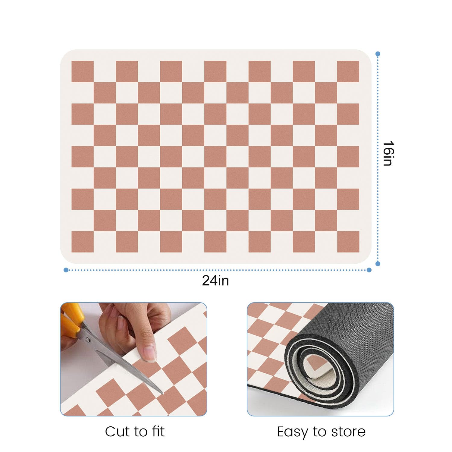 Clinuse coffee mats beige checkered pattern ideal for quick-dry kitchen tasks