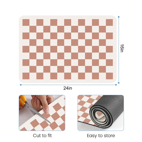 Clinuse coffee mats beige checkered pattern ideal for quick-dry kitchen tasks