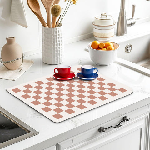 Clinuse coffee mats beige checkered pattern anti-slip stability on counters