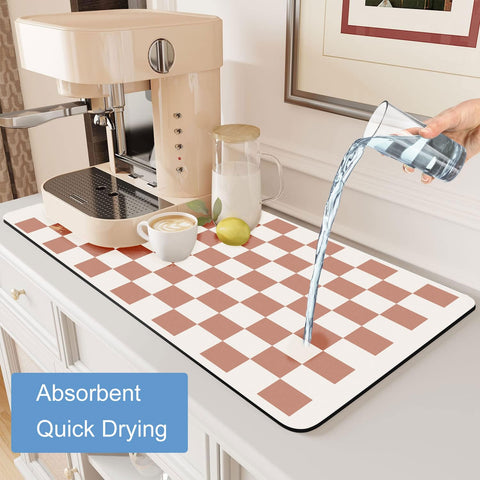 Clinuse coffee mats beige checkered pattern keeps surfaces clean and tidy