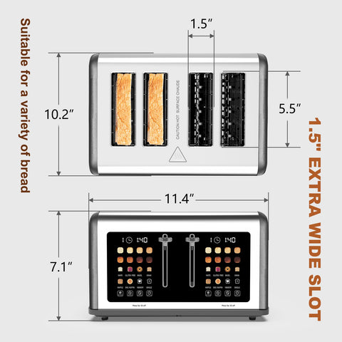 Clixane 1650W toaster with stainless steel finish for fast browning