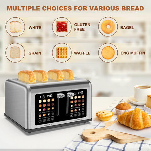 Clixane 4-Slice Toaster offers 6 bread types including bagel.