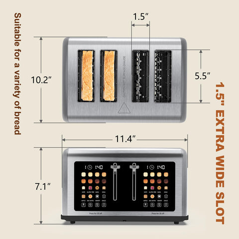 Clixane 4-Slice Toaster bagel setting delivers extra crisp results.