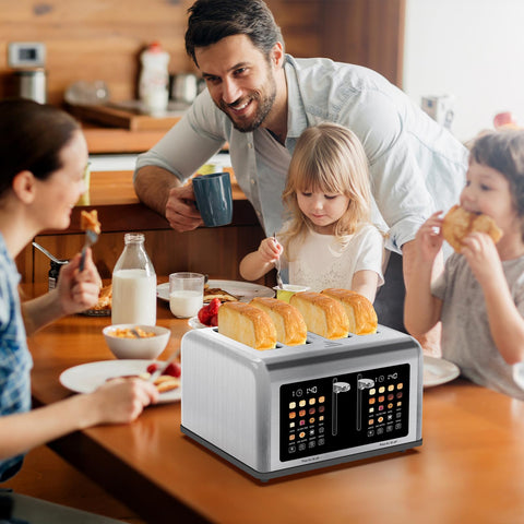 Clixane 4-Slice Toaster defrost function for even toasting.