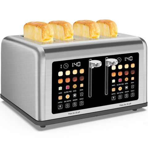 Clixane 4-Slice Toaster stainless steel body resists fingerprints.