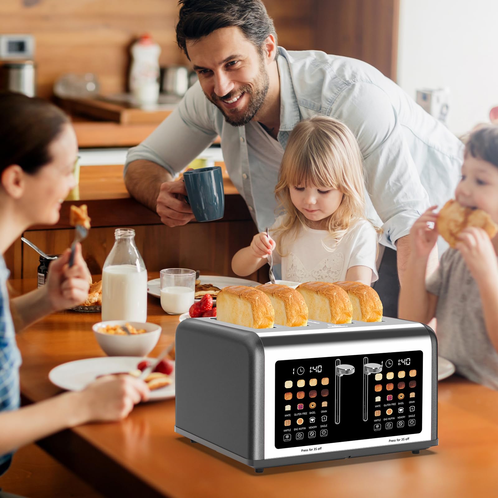 Clixane dual-control panel toaster for two different toasts