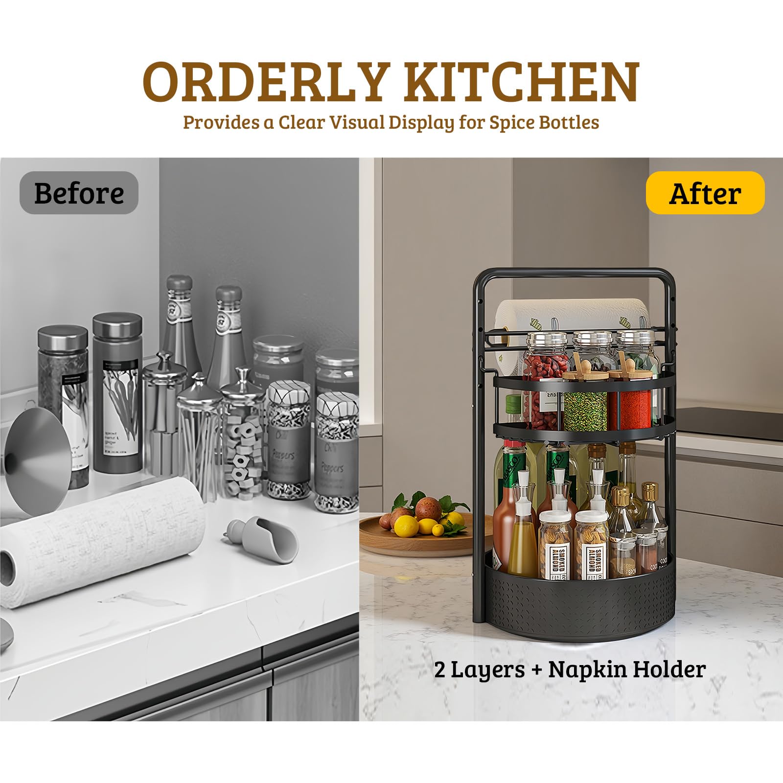 CLOKTA height-adjustable shelves in use with various condiment jars