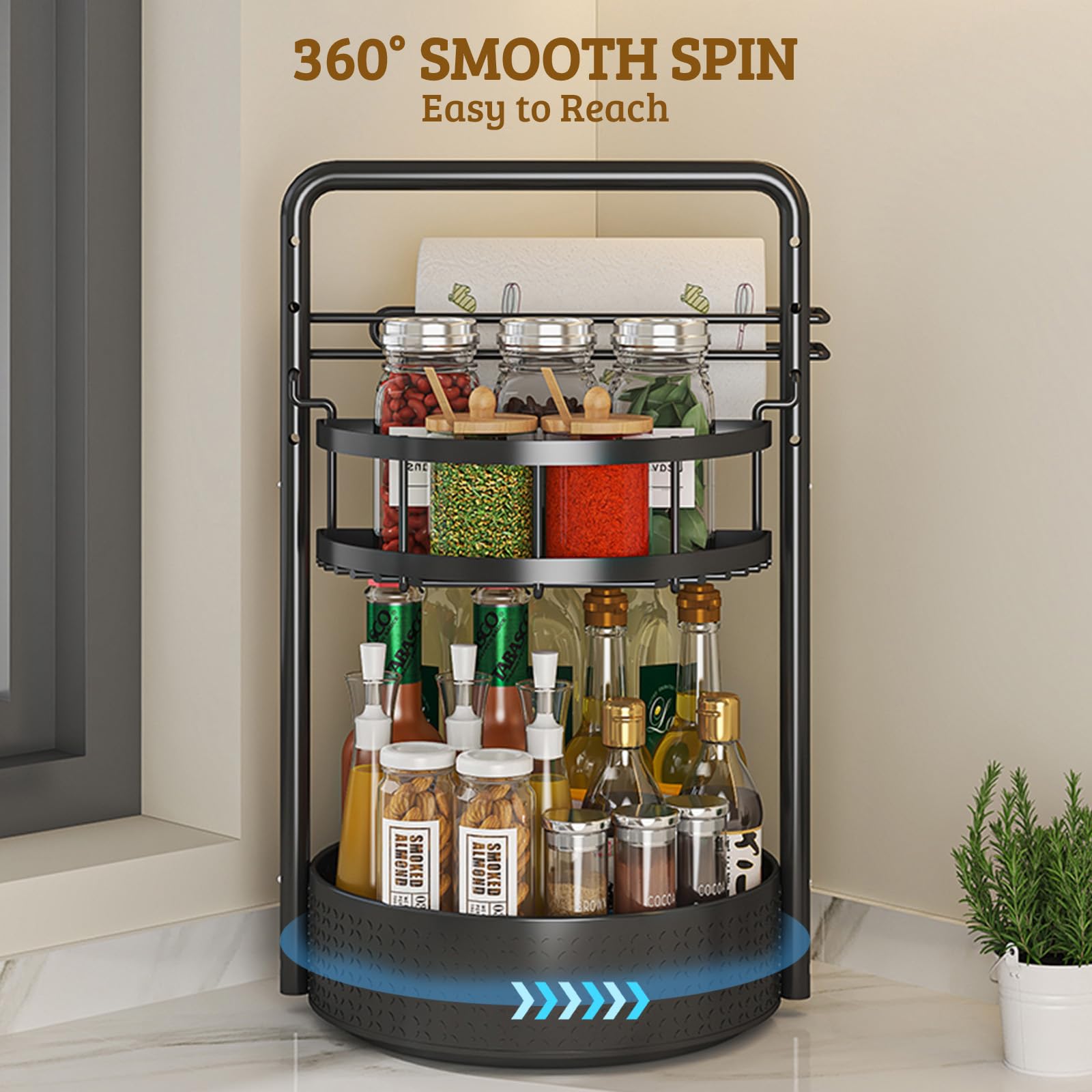 CLOKTA built-in paper towel holder integrated with spice rack for mess control