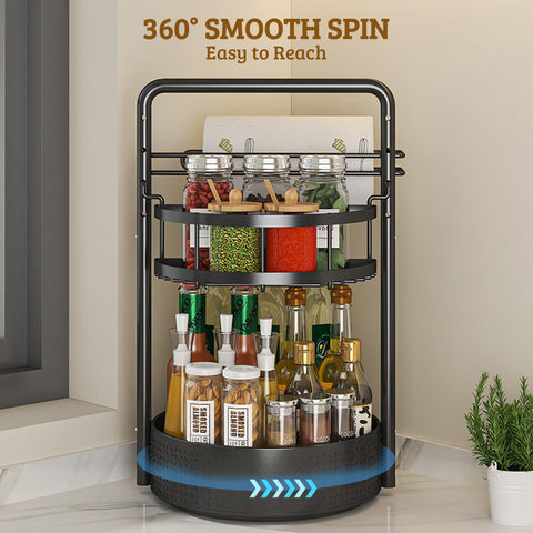 CLOKTA built-in paper towel holder integrated with spice rack for mess control