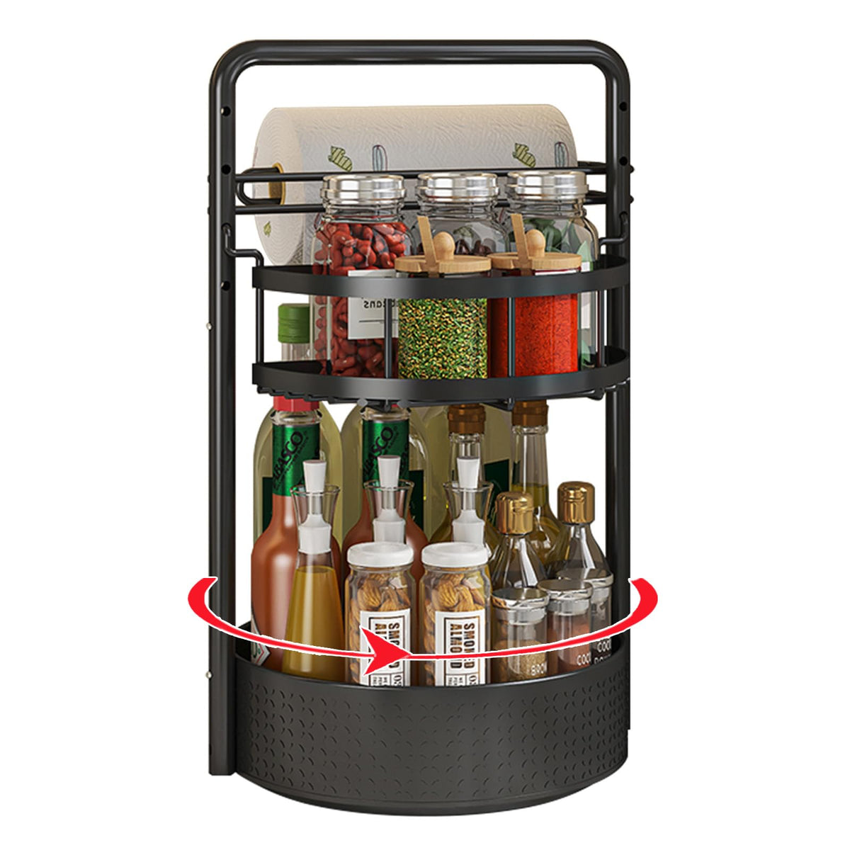 CLOKTA rotating spice rack base with jars for easy access and organization