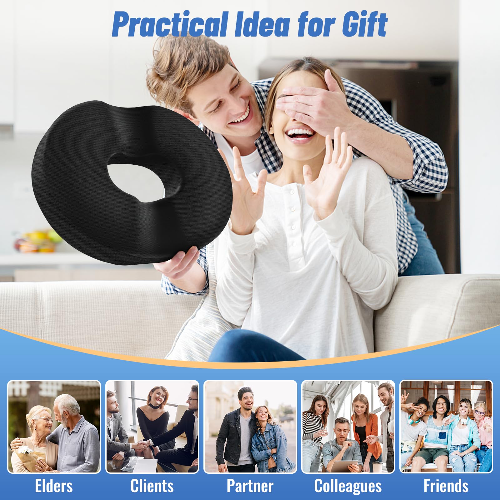 CloudBliss donut pillow works with any chair, including office, car, and wheelchair