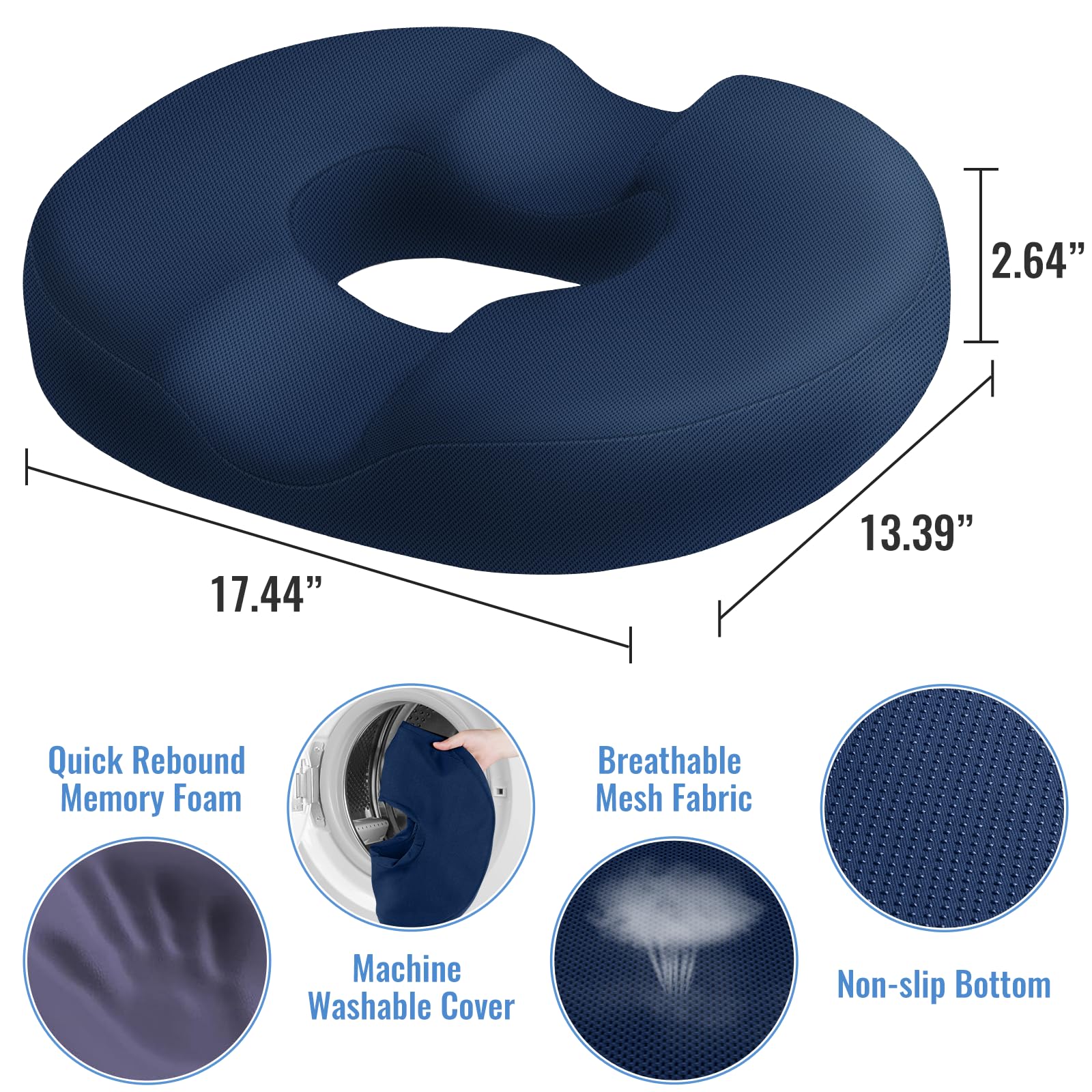 CloudBliss donut pillow ergonomic center-hole design supports posture during long sits.