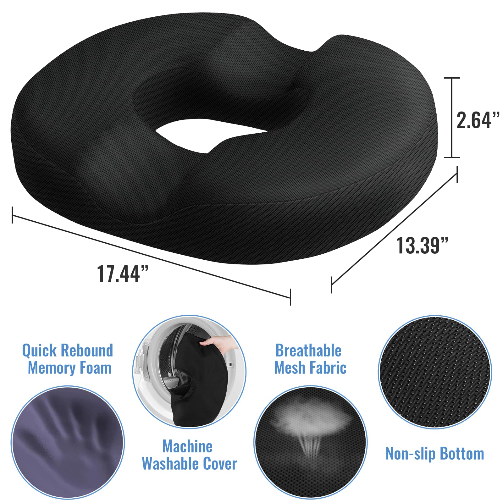 CloudBliss ergonomic design tailbone cushion distributes weight evenly for support
