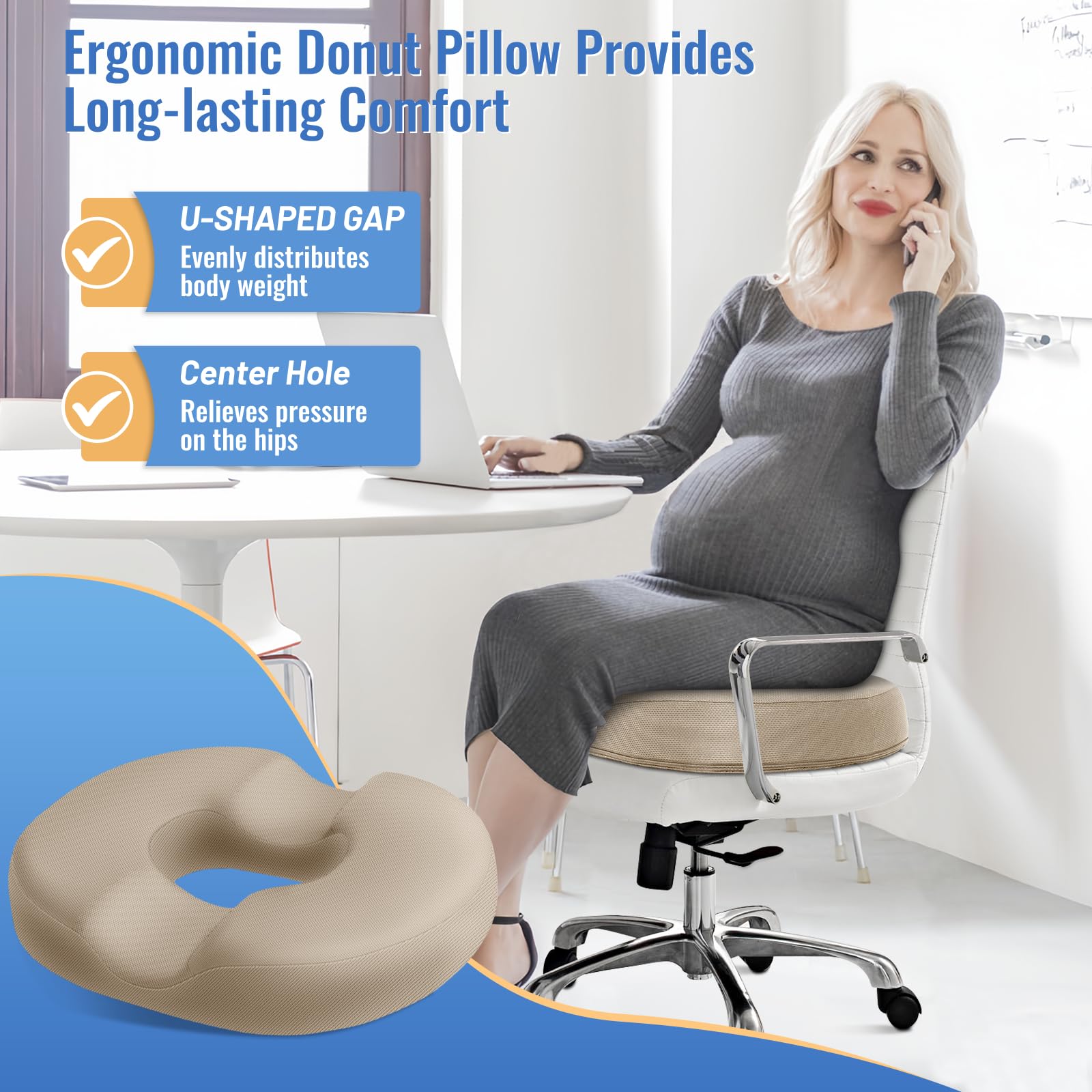 CloudBliss donut pillow memory foam core provides durable, long-lasting support.