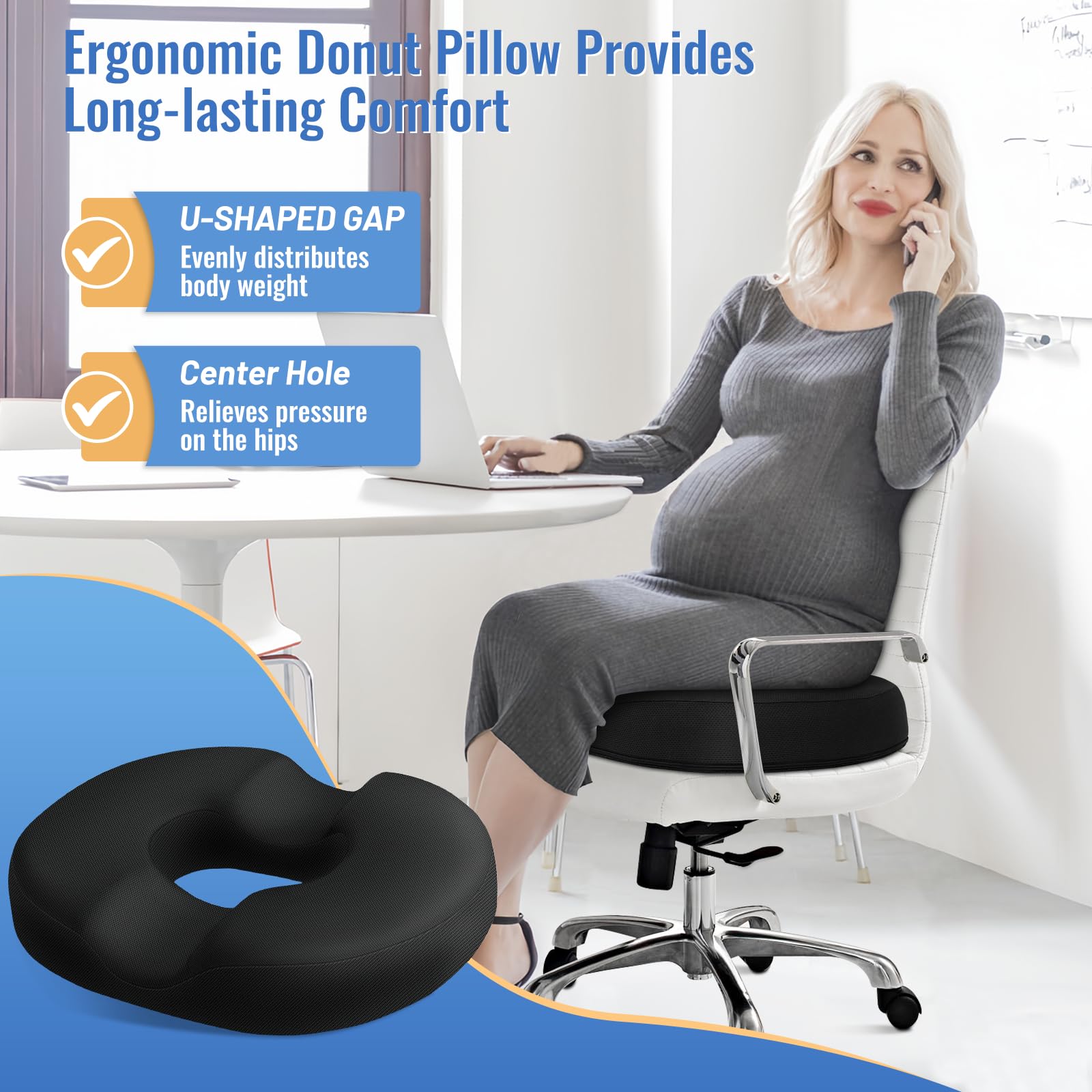 CloudBliss memory foam core provides lasting comfort for all-day sitting