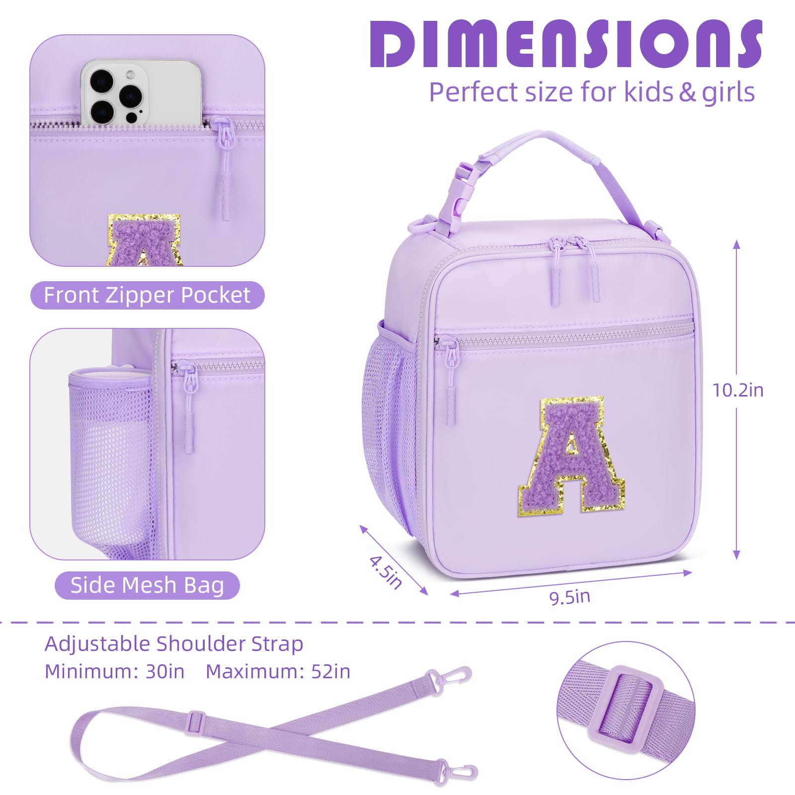 CLOUDWINGS lunch bag showing three carry styles for school, daycare, and travel