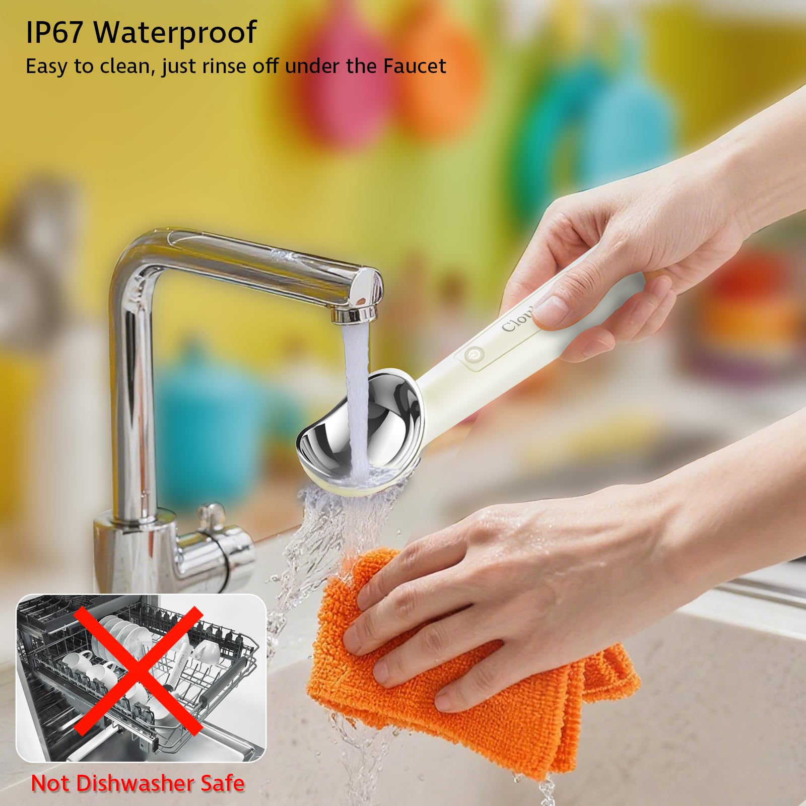 Cloukily ergonomic non-slip handle reduces wrist strain during long scooping sessions.