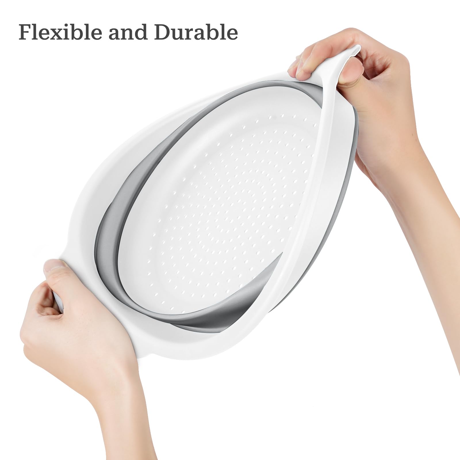 Folded-flat 3.5 cm profile shows compact storage for Cluren colander.