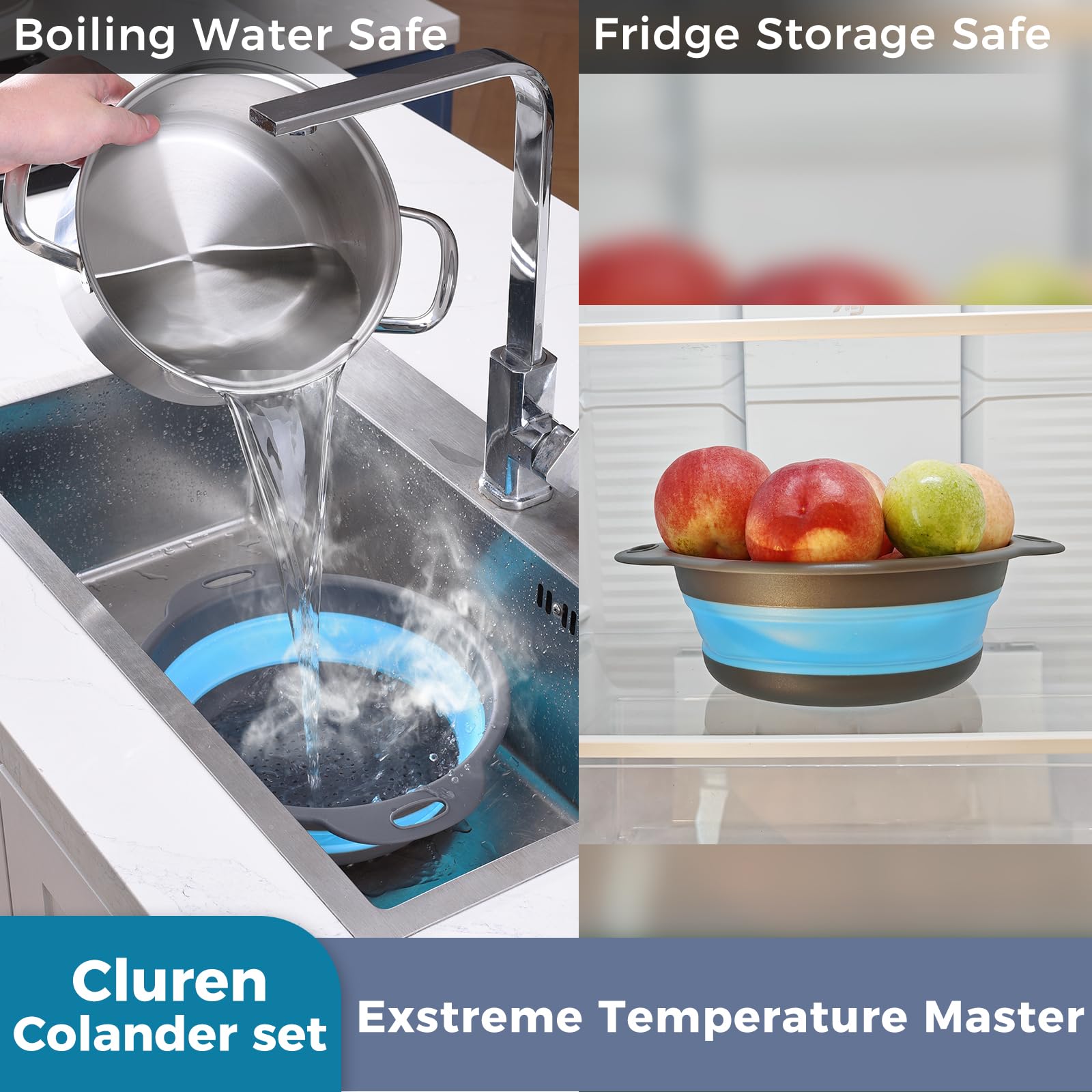 Cluren dish-drying tray gray-blue doubles as a compact rack.