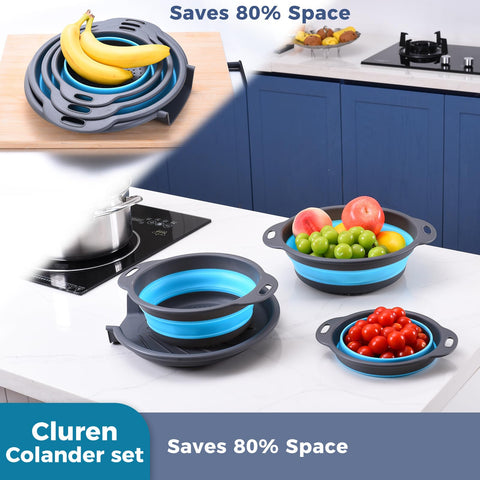 Cluren space-saving kitchen solution gray-blue helps organize small spaces.