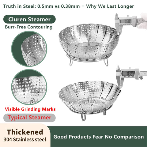 Cluren steamer basket detachable center rod simplifies cleaning and storage.