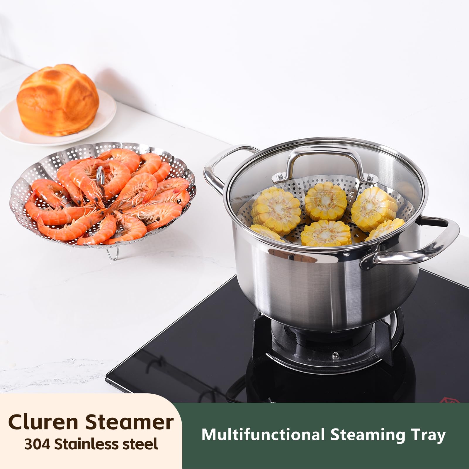 Cluren steamer basket three sizes available for different pots.
