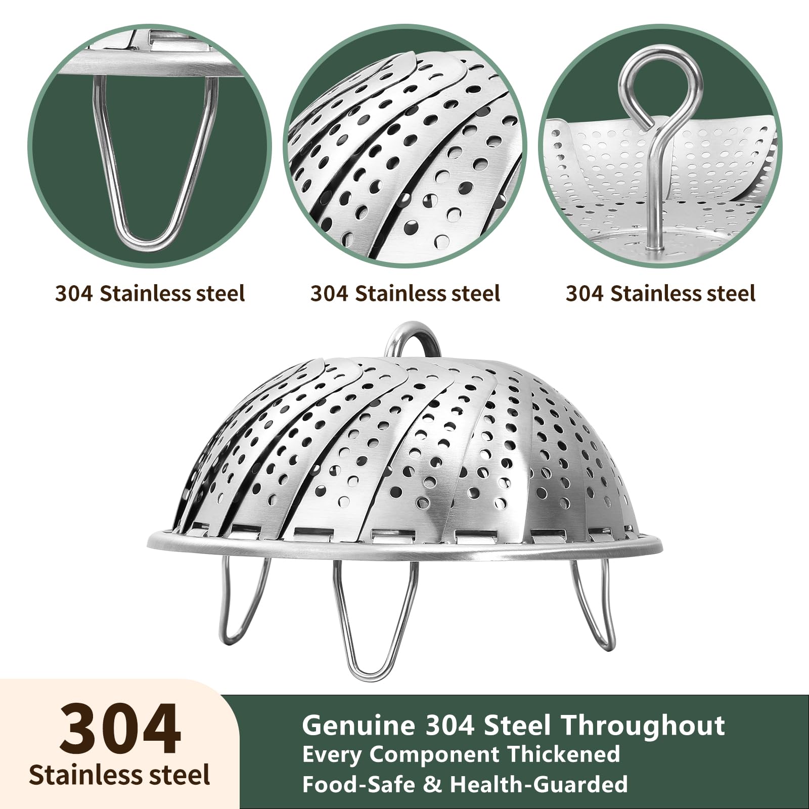 Cluren steamer basket stable foldable triangle stand prevents tipping.