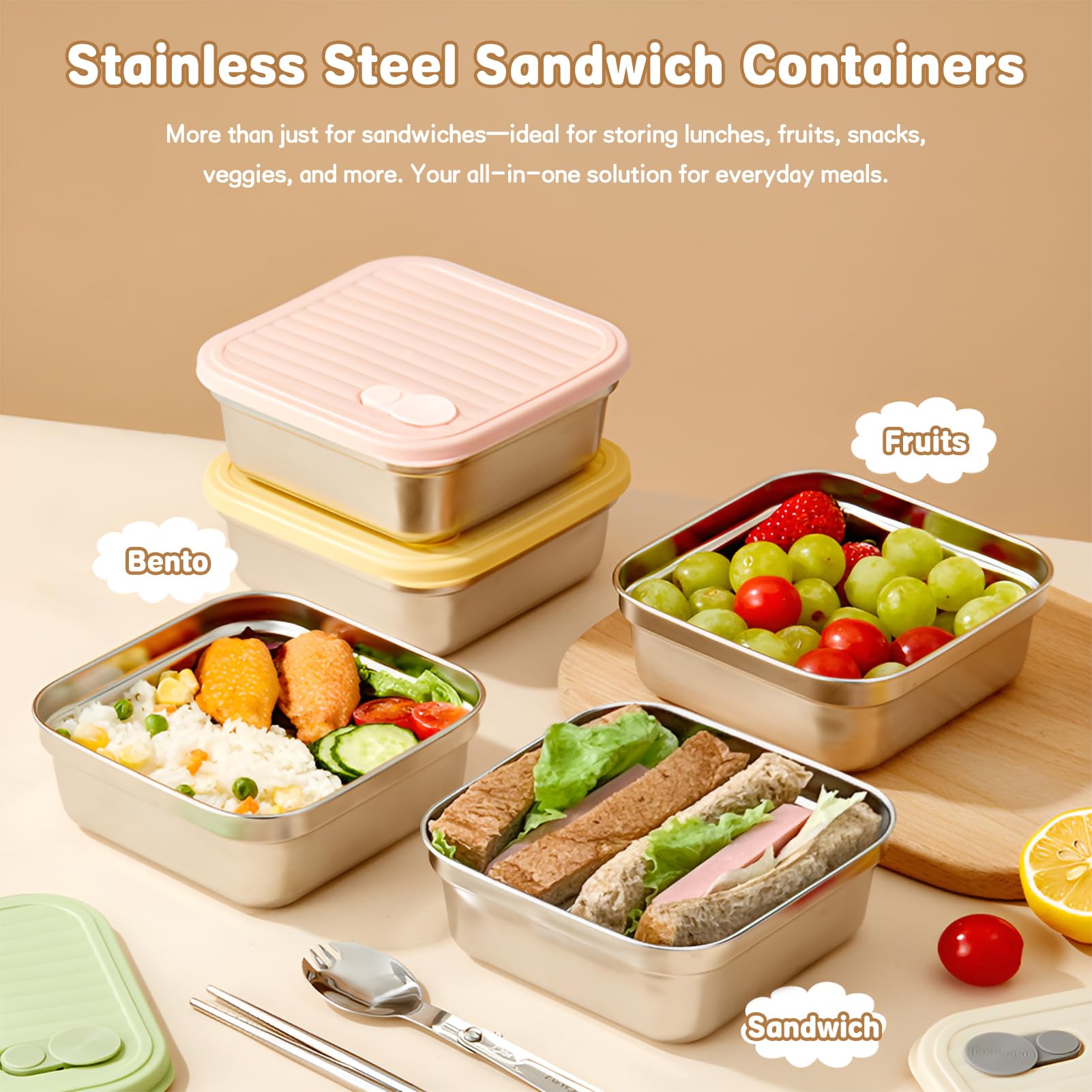 CLWVPCOT 20oz sandwich container with green lid easy meal organization for work