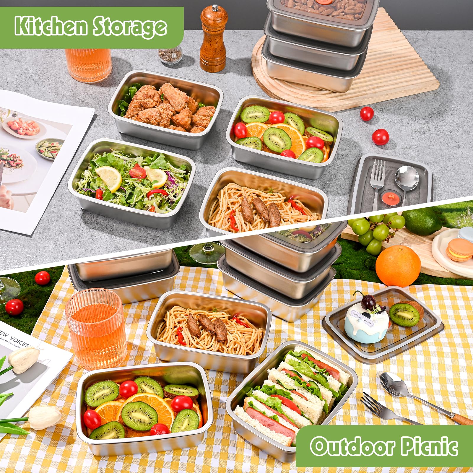 CLWVPCOT freezer-safe stainless steel maintains food quality during freezing.