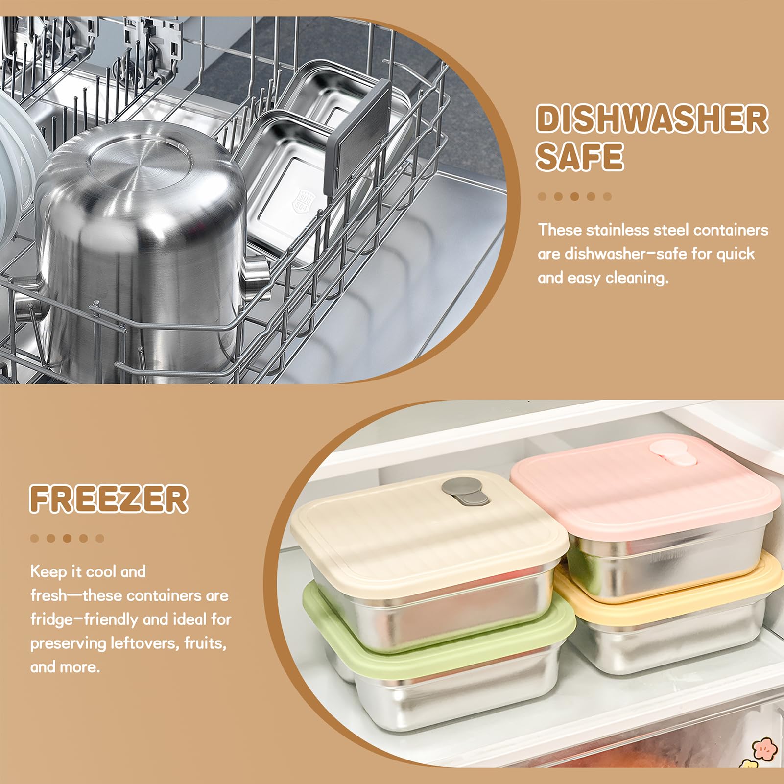 CLWVPCOT stackable lunch box saves space in fridge and bag.