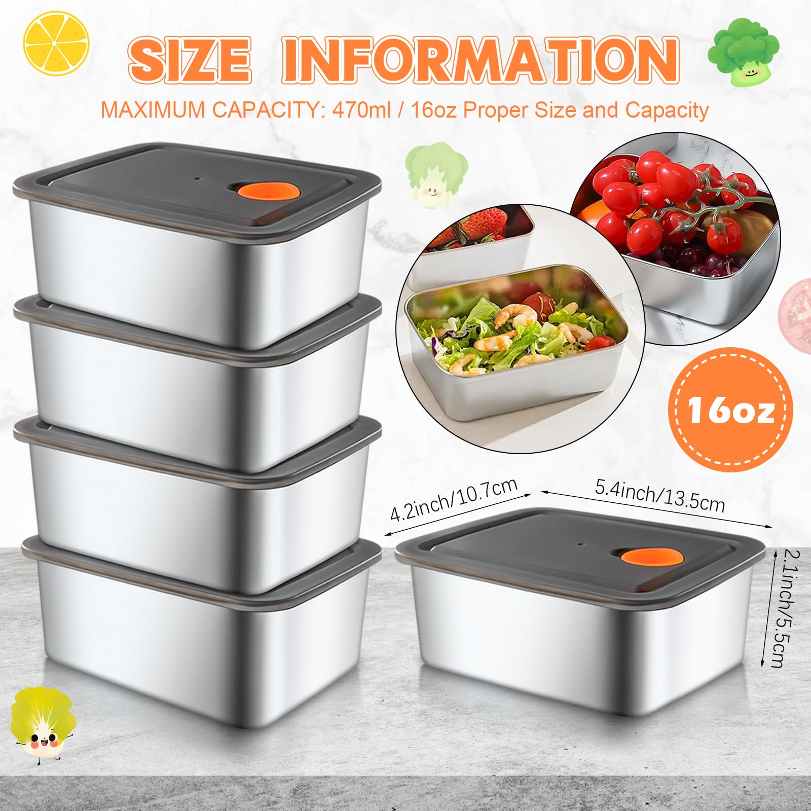 Stackable design saves fridge and bag space for organized storage.