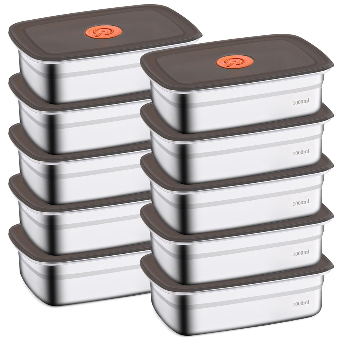 CLWVPCOT stainless steel container with lids for organized meal prep and fresh storage.
