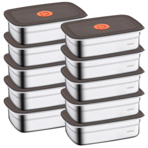 CLWVPCOT stainless steel container with lids for organized meal prep and fresh storage.