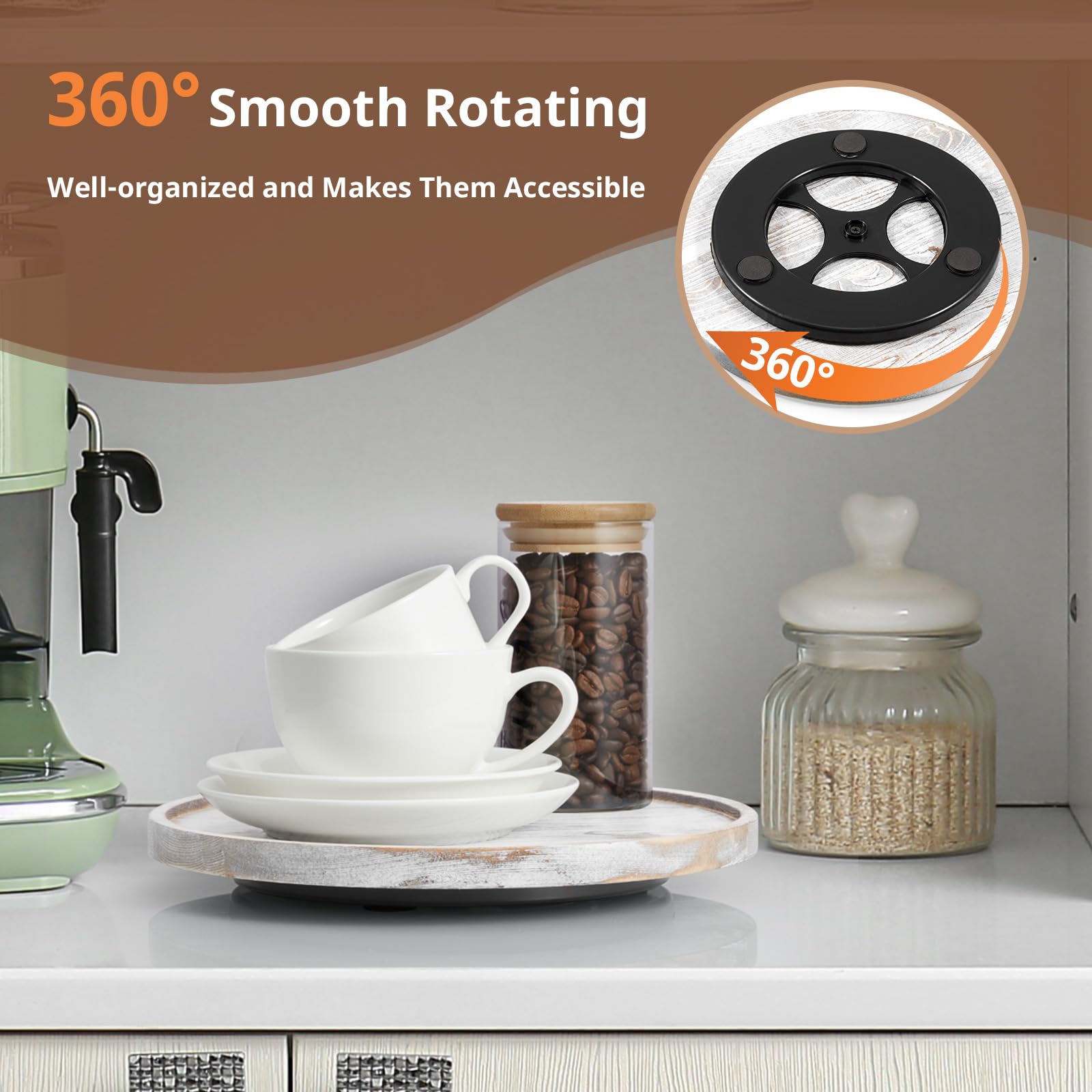 CMLKLZD wood lazy Susan kitchen countertop helps declutter and simplify daily meal prep.