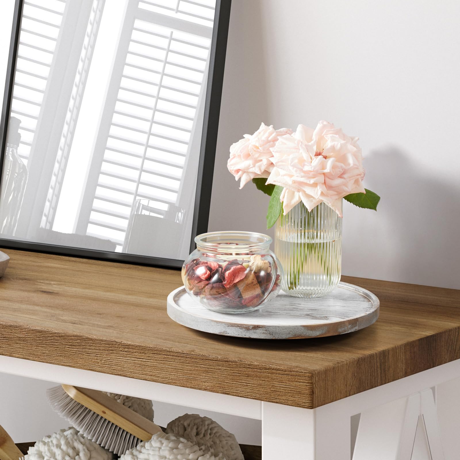 CMLKLZD wood lazy Susan slip-resistant base protects countertops.