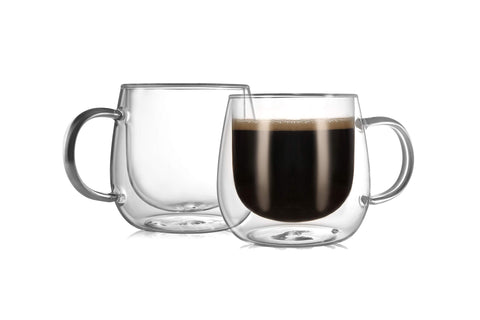 CNGLASS 12oz double-walled mug front view with insulated walls keeping drinks hot longer