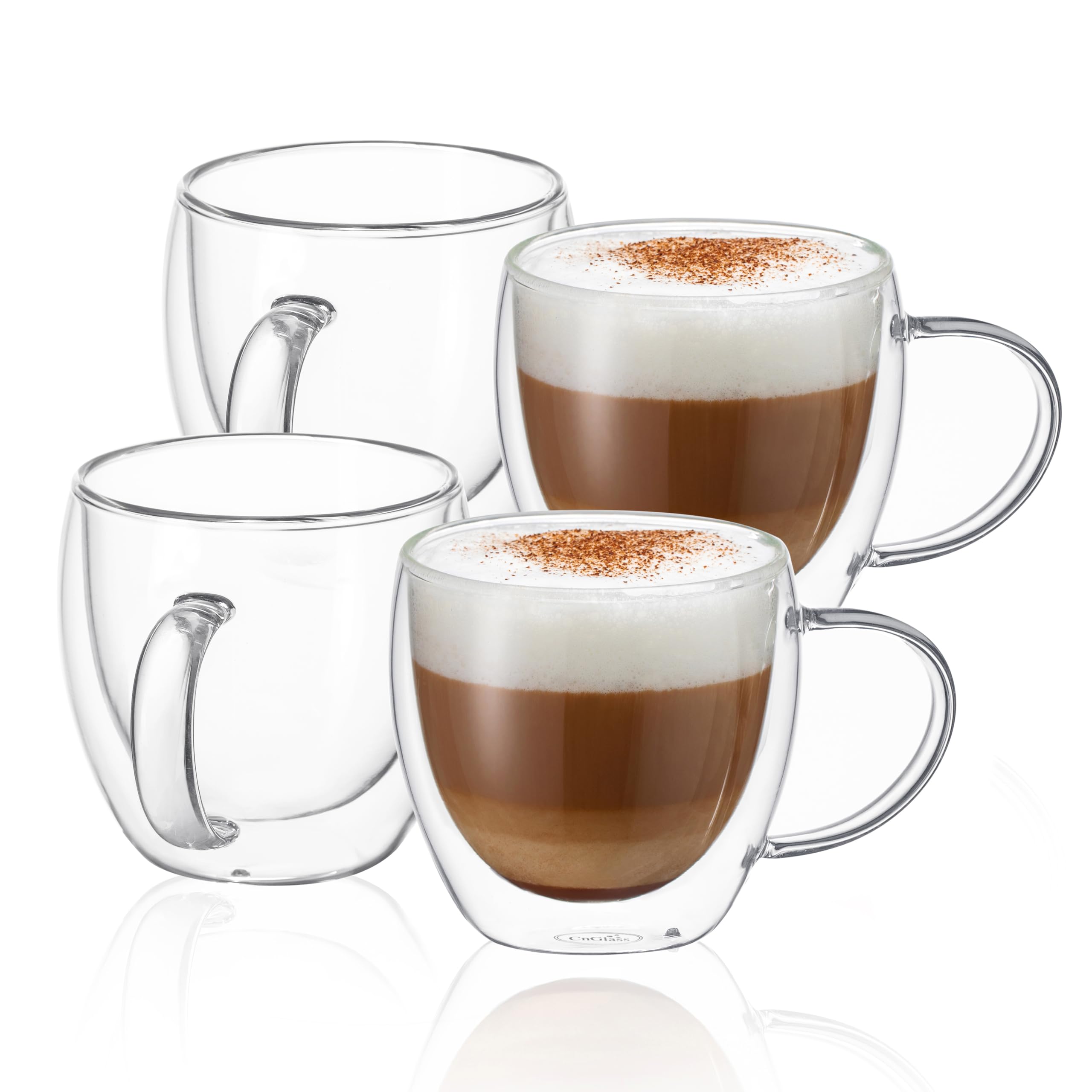 CNGLASS 8.5oz double-wall mug with handle for hot drinks and comfortable gripping