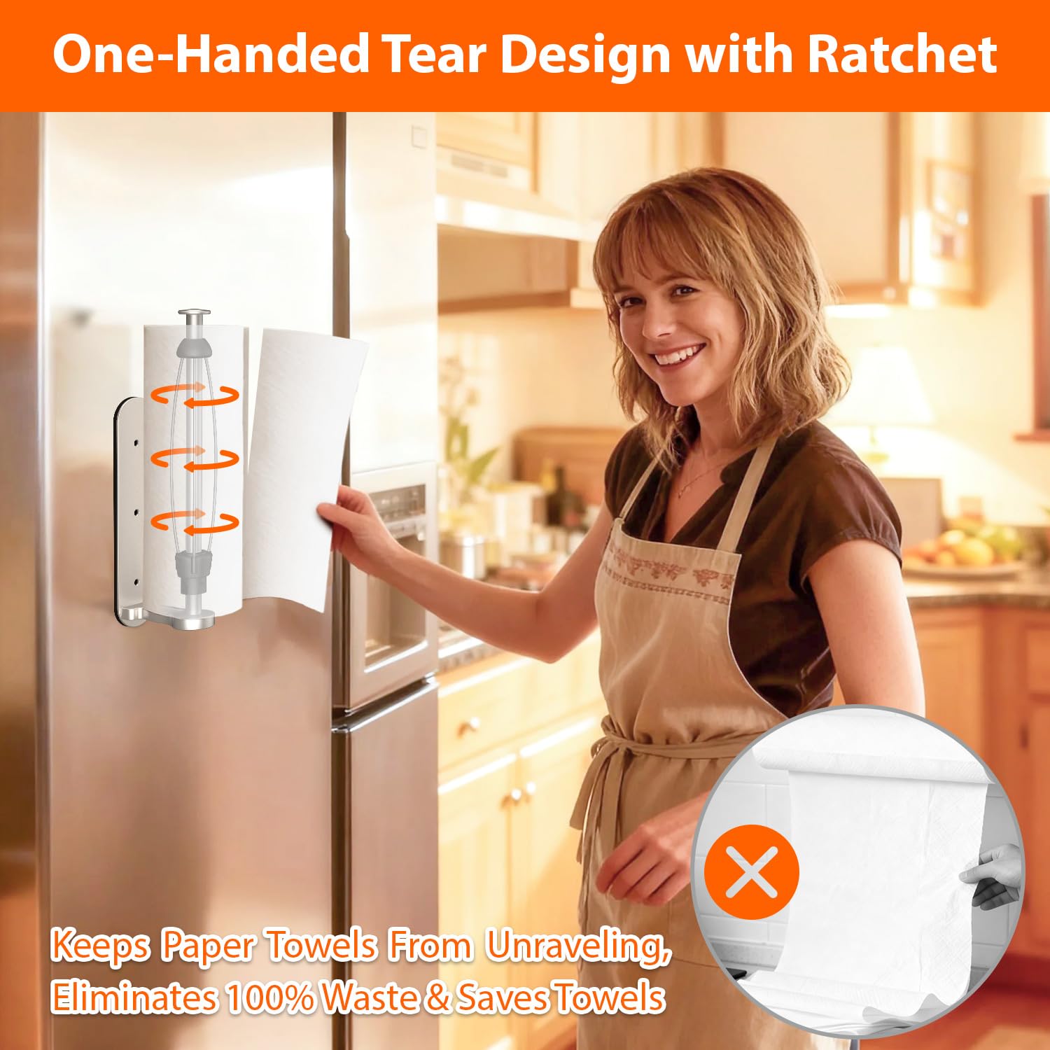 CNARIO no-tools paper towel holder installs in seconds without marks.