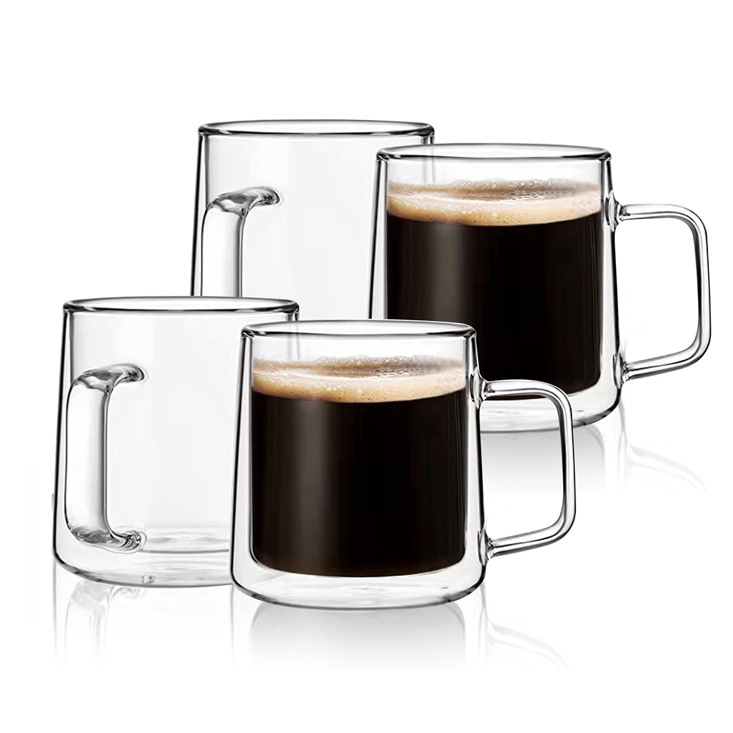 CNGLASS 10oz double-wall coffee mug with handle keeps hot drinks warm and hands cool