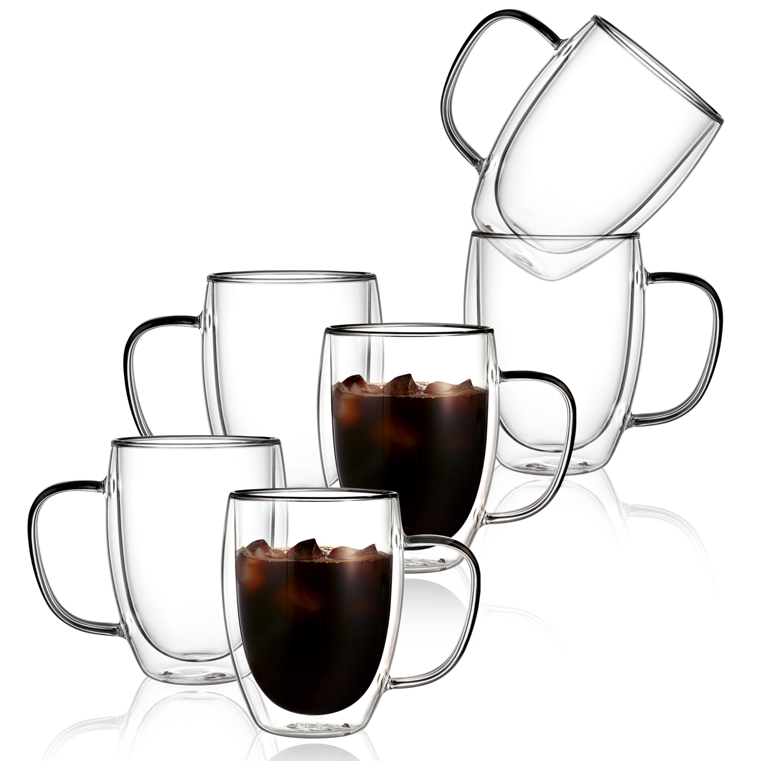 CNGLASS 6-pack double-walled mugs 12oz keep hot drinks hot and cold drinks cold.