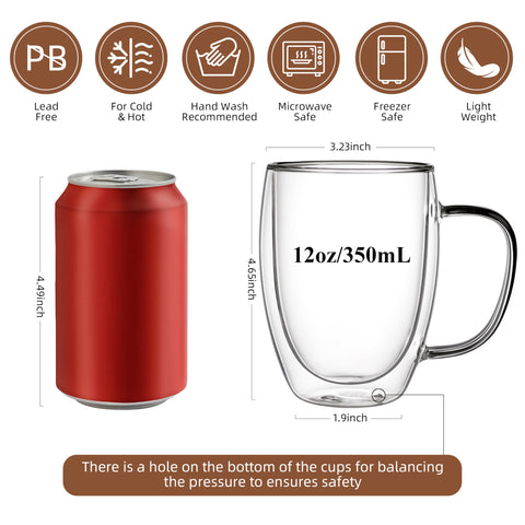 CNGLASS clear glass coffee mugs with handles offer comfortable grip and modern clarity.